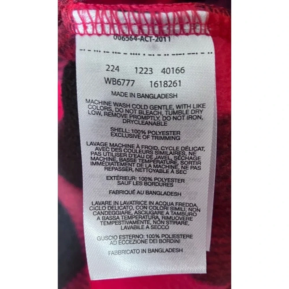 Columbia Red Black Buffalo Plaid Full Zip Fleece Jacket Youth XL 18/20